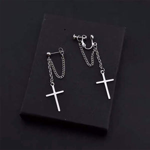 Cross Chain Earrings