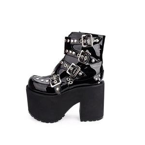 Buckles Designed High Heel Boots