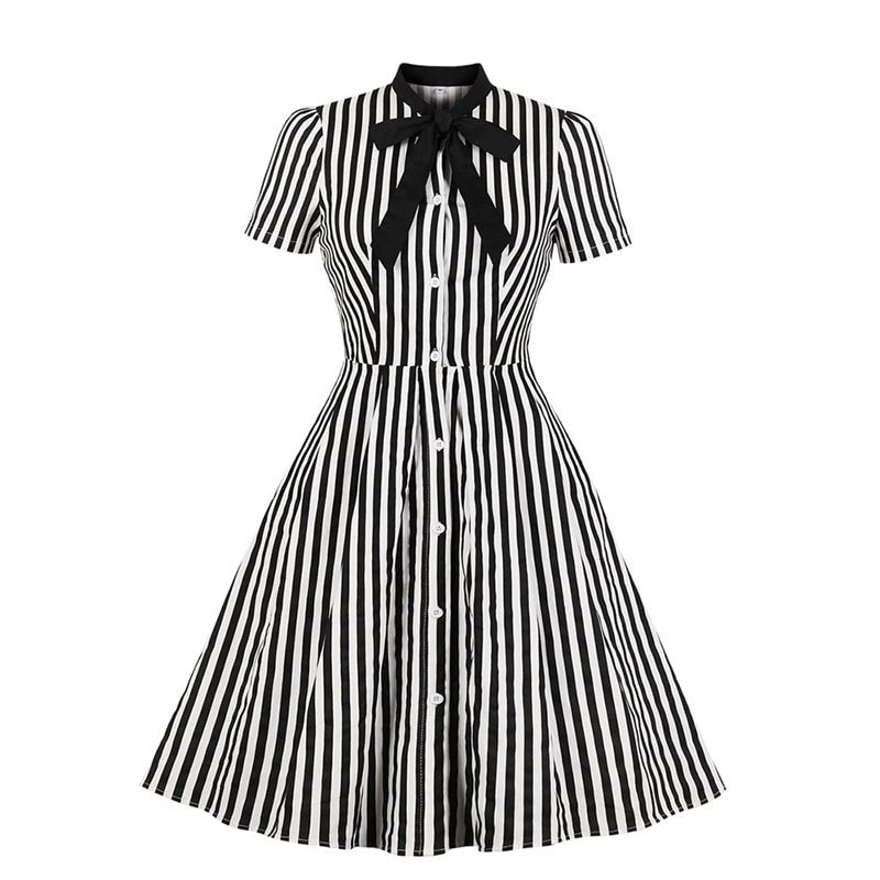 Vintage Striped Midi Dress