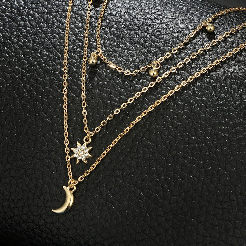 Moon And Star Layer Necklace