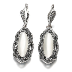 Oval Crystal Drop Earrings