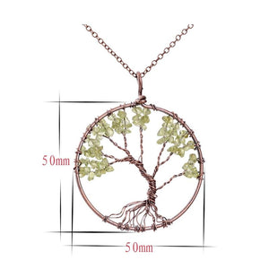 Crystal Natural Stone Tree of Life Necklace