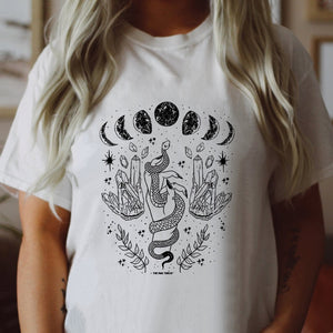 Moon And Snake Print T-Shirt