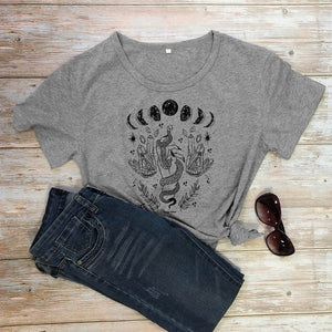 Moon And Snake Print T-Shirt