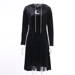 Moon Print Hooded Dress