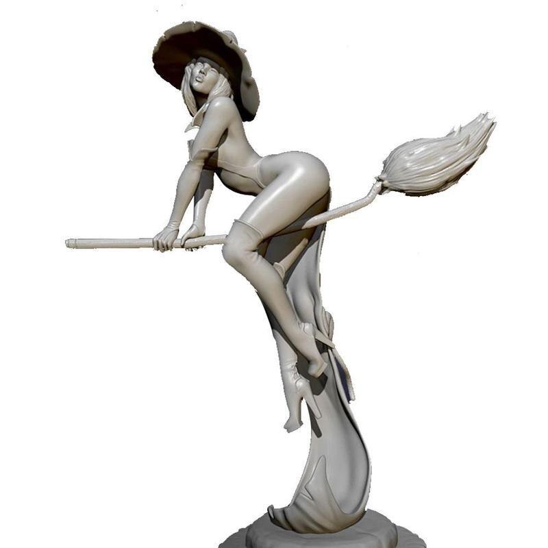 Witch on her broom Figurine