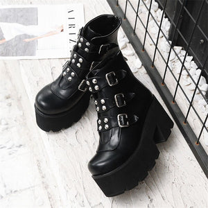 Platform Buckle Ankle Boots