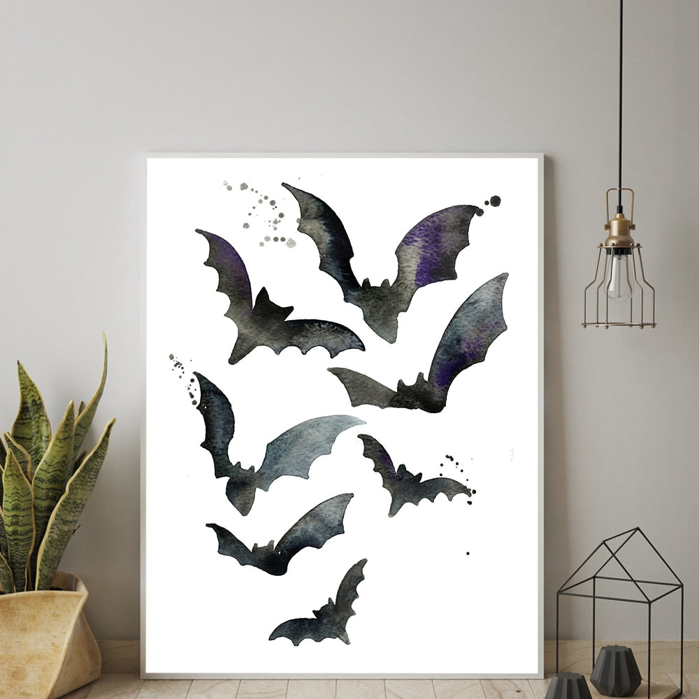 Bats Print Wall Art Canvas