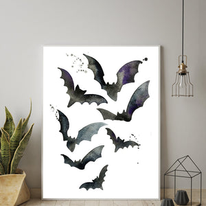 Bats Print Wall Art Canvas