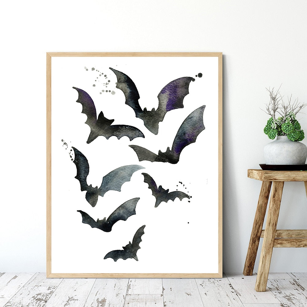 Bats Print Wall Art Canvas