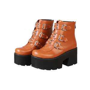 Platform Buckle Ankle Boots