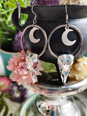 Moon And Crow Earrings