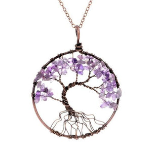 Crystal Natural Stone Tree of Life Necklace