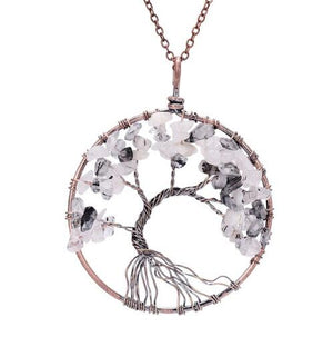 Crystal Natural Stone Tree of Life Necklace