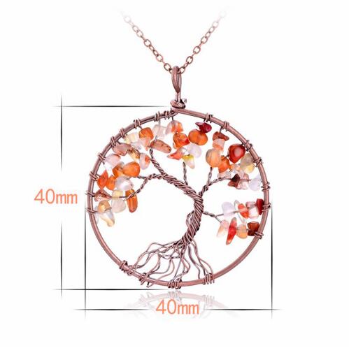 Crystal Natural Stone Tree of Life Necklace