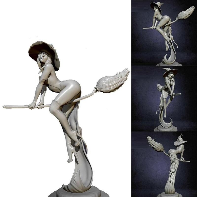 Witch on her broom Figurine