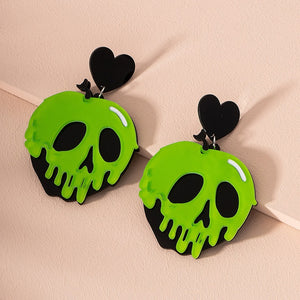 Heart Shaped Skeleton Head Earrings