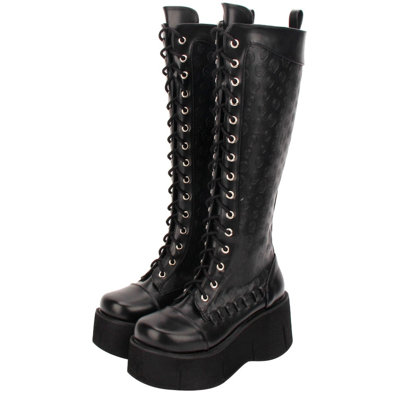 Black Wedge Boots