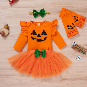 Orange Tulle Skirt Set