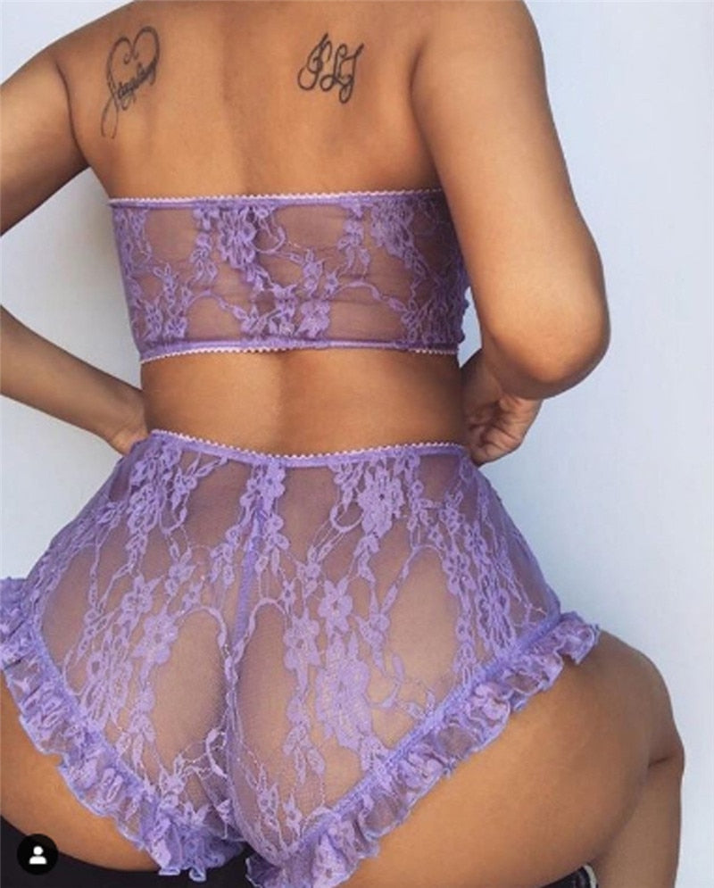 Ruffled Lace Lingerie Set