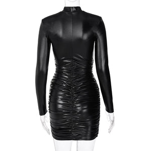 Leather Bodycon Mini Dress