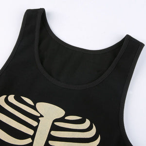 Skeleton Chest Print Crop Top