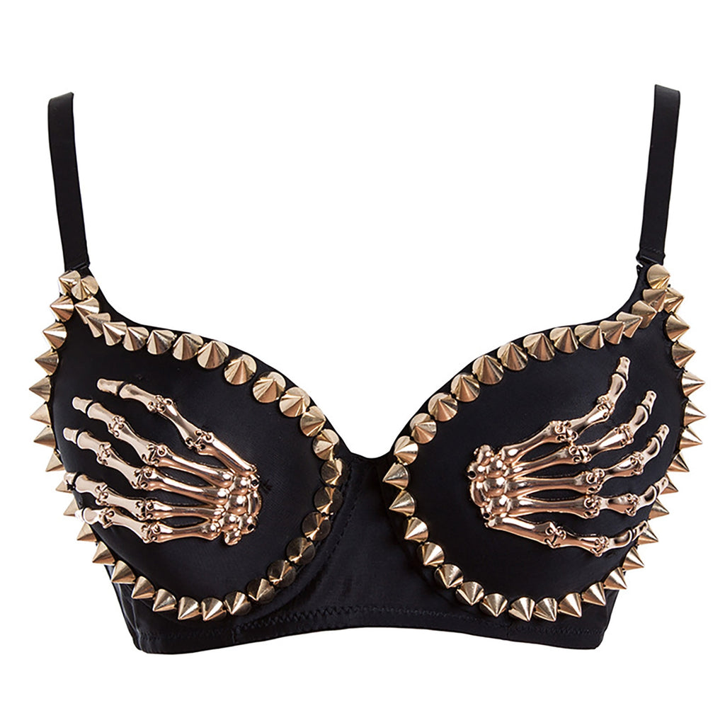 Gold Skull Hands Bra