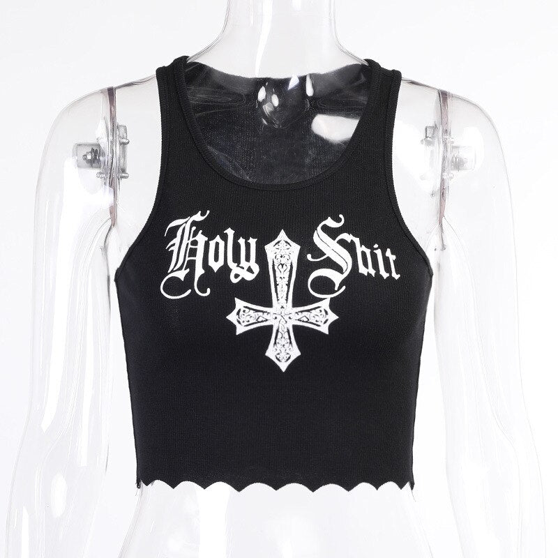 Holy Shit Print Crop Top