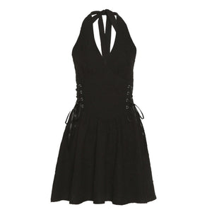 Halter Neck Black Mini Dress