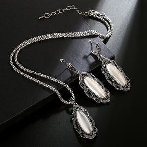 Oval Crystal Drop Earrings