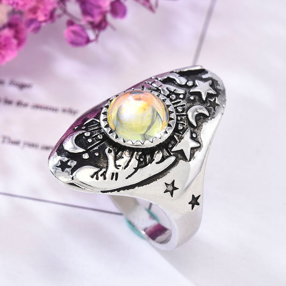 Silver Moon Design Ring