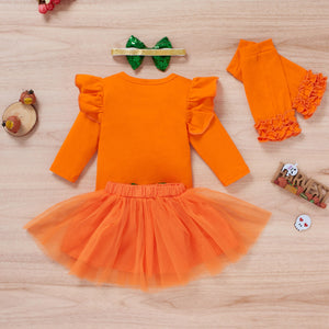 Orange Tulle Skirt Set