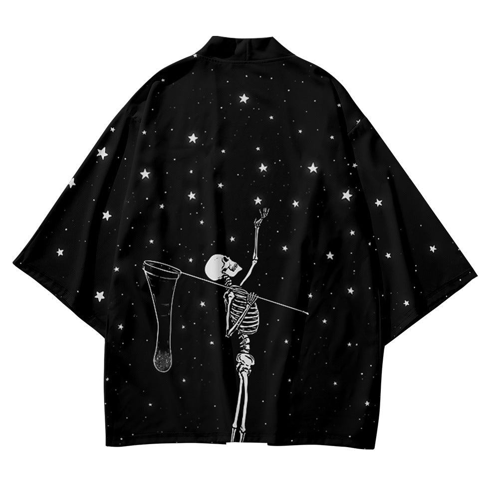 Skeleton Print Kimono