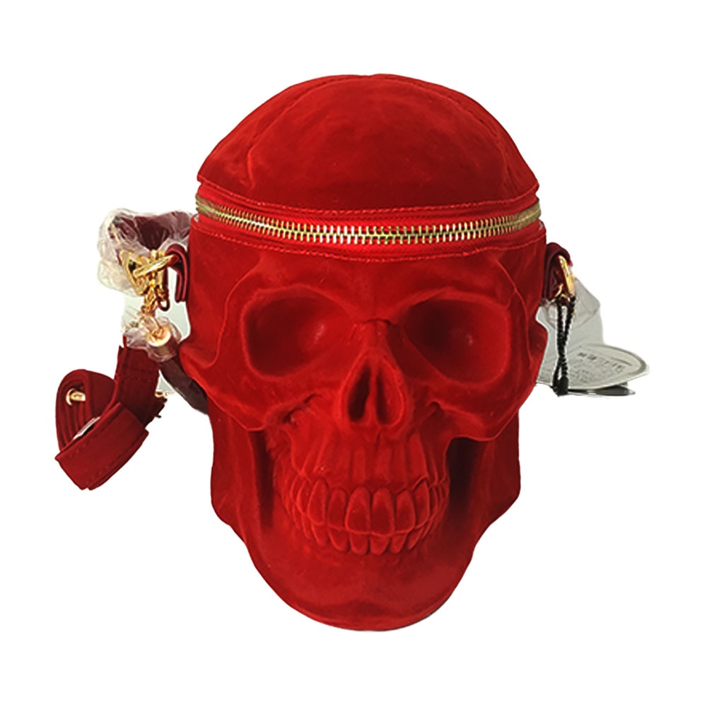 Velvet Skull Shaped Shoulder Bag