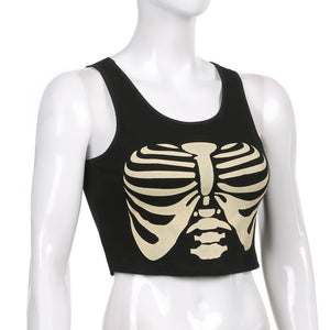 Skeleton Chest Print Crop Top