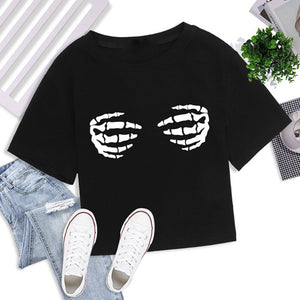 Skeleton Hands Hug Crop Top