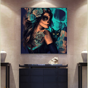 Witch and Black Cat Wall Poster