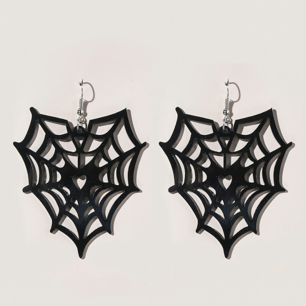 Heart Shaped Spider Net Earrings