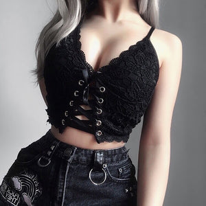 Front Lace Up Crop Top