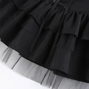 Lace Up Ruffled Mini Skirt