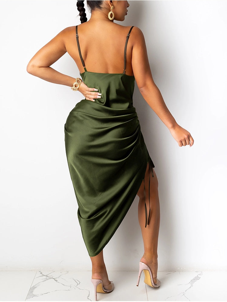 Drawstring Detail Midi Dress