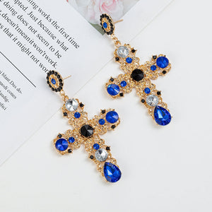 Crystal Cross Drop Earrings