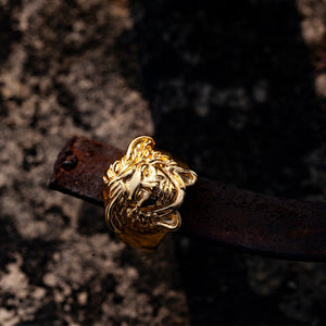 Gold Medusa Shaped Ring