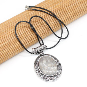 Framed Oval Stone Necklace