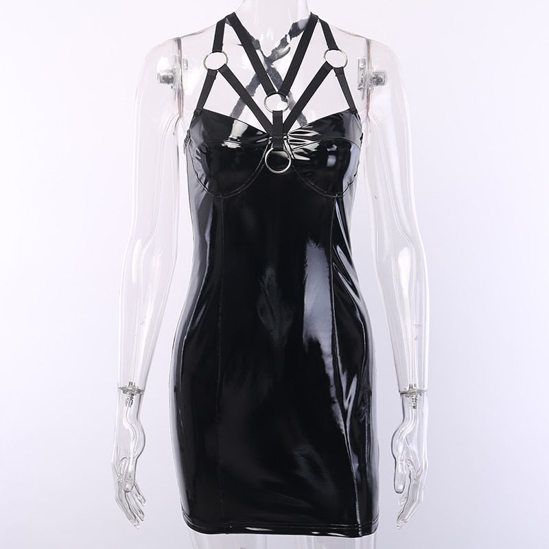 Hollow Out Leather Dress