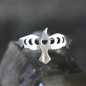 Moon Phases Crow Ring