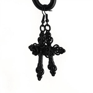 Black Rose Cross Earrings