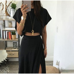 Crop Top And Maxi Skirt Set