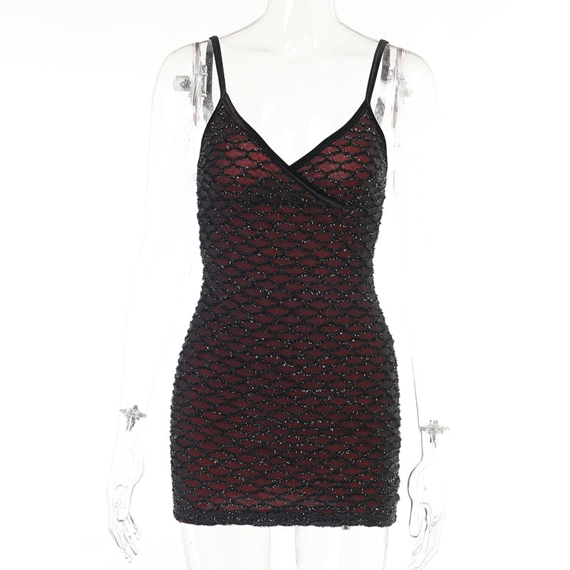 Spider Net Design Mini Dress