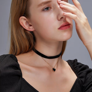 Two-Layer Hanging Heart Choker